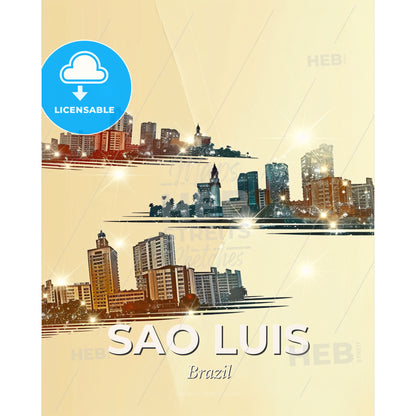 Sao Luis: Vibrant Skyline and Architecture Tapestry - A group of buildings with lights - Square format print template