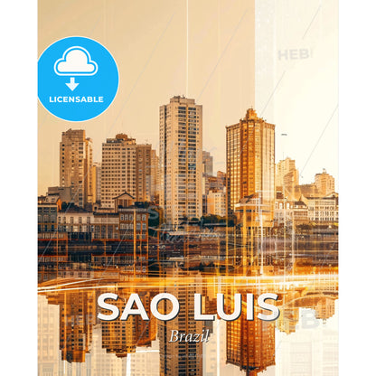 Sao Luis City Skyline Architecture Composite Art Poster - A city skyline with many tall buildings - Square format print template