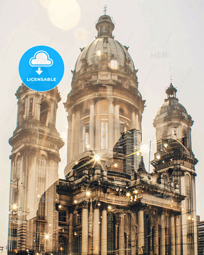 Sao Luis City Skyline Composite Poster - A large building with towers and lights