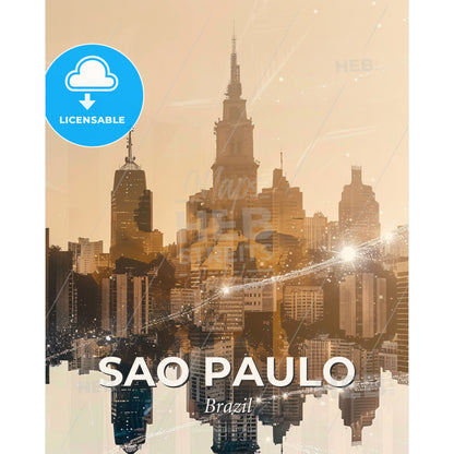 Sao Paulo City Symphony: Iconic Skyline Art - A city skyline with lights - Square format print template