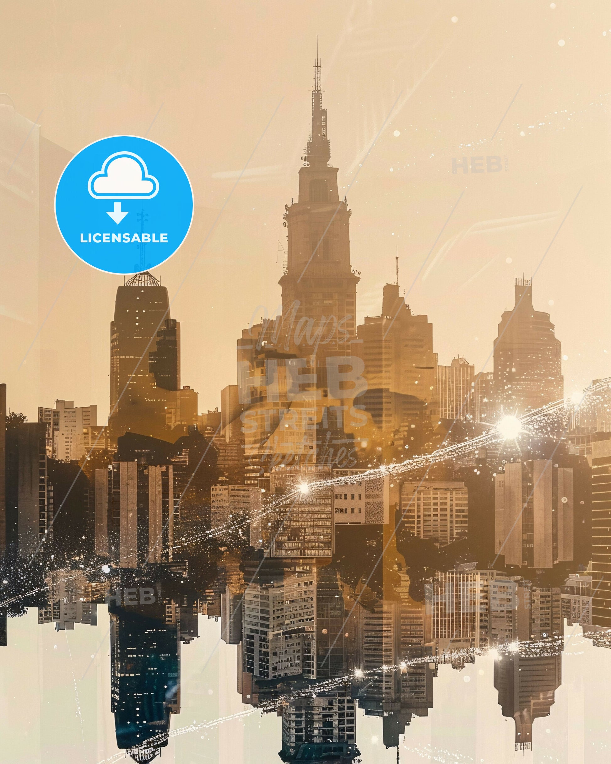 Sao Paulo City Symphony: Iconic Skyline Art - A city skyline with lights