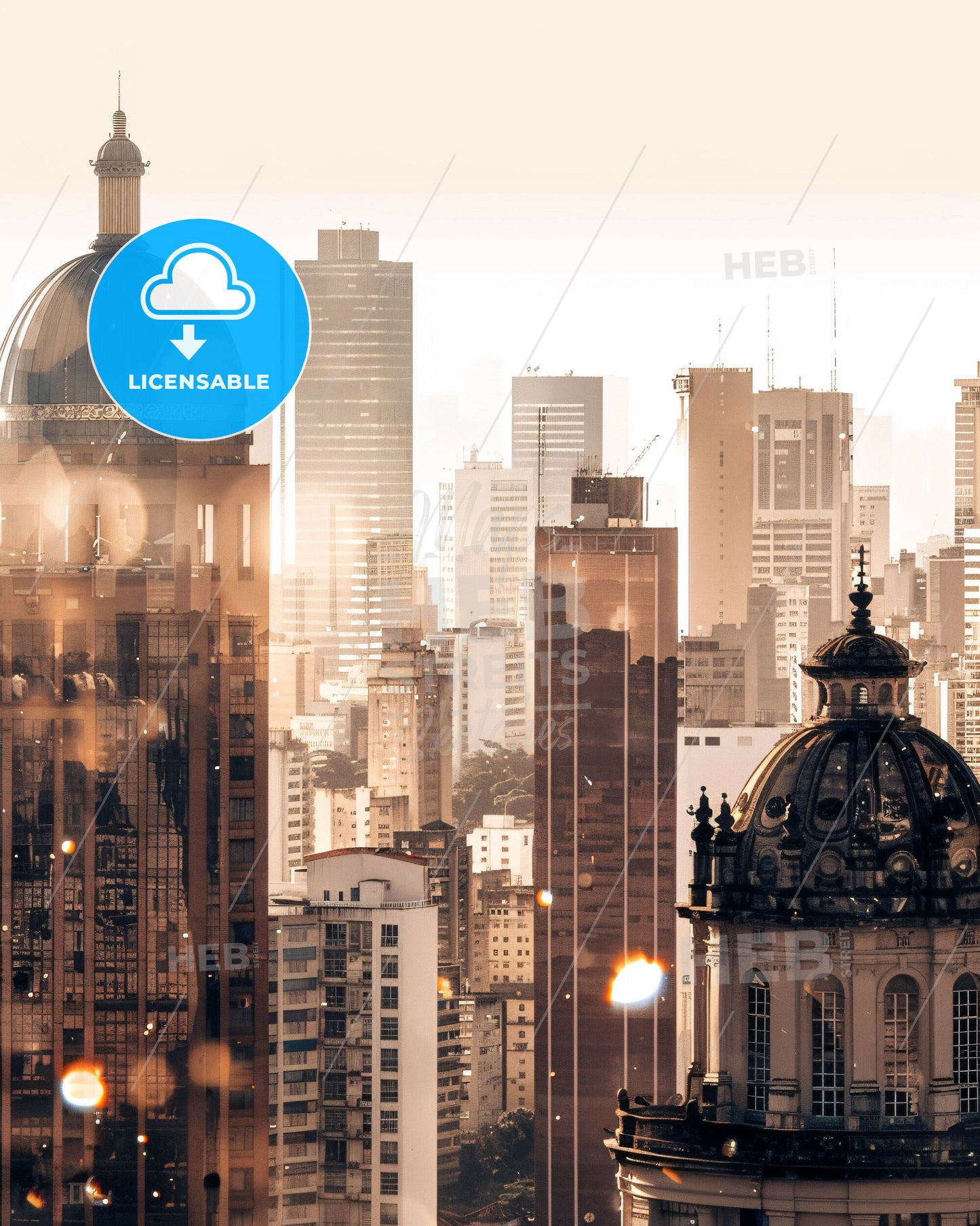 Sao Paulo City Skyline Stars Poster - A city skyline with tall buildings