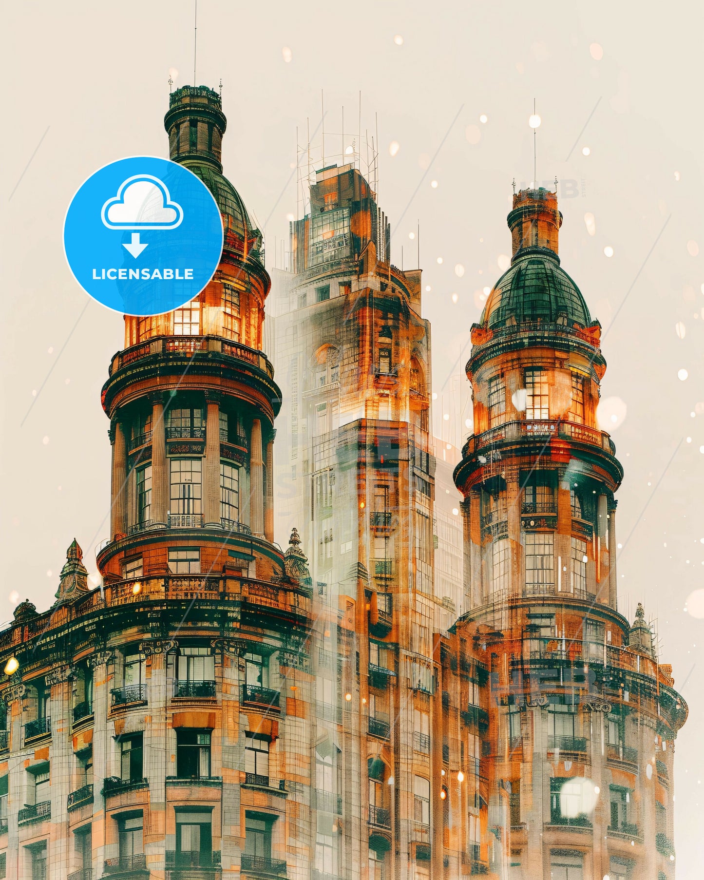 Sao Vicente Skyline Double Exposure City Poster - A tall building with many windows
