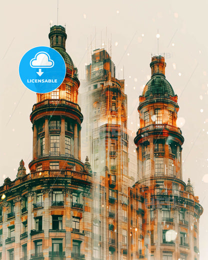 Sao Vicente Skyline Double Exposure City Poster - A tall building with many windows