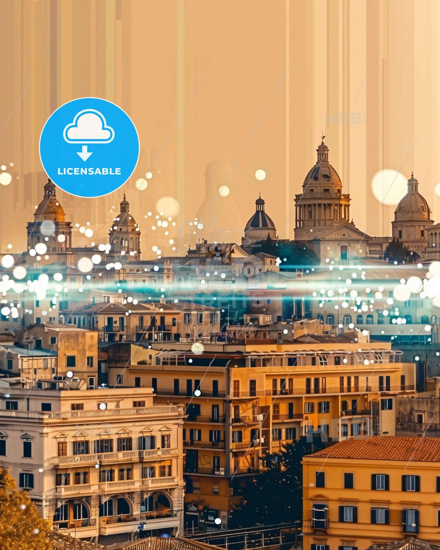 Sassari Italy Skyline Art with Vintage Beige Background - A city with many buildings