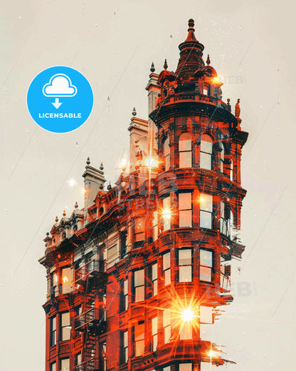 Savannah Georgia Art Deco Skyline Poster - A building with a tower