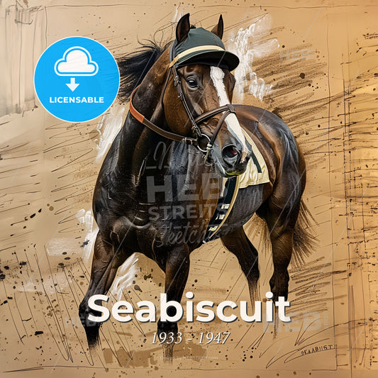 Seabiscuit, 1933 - 1947, American racehorse - A Horse Wearing A Hat Print Template