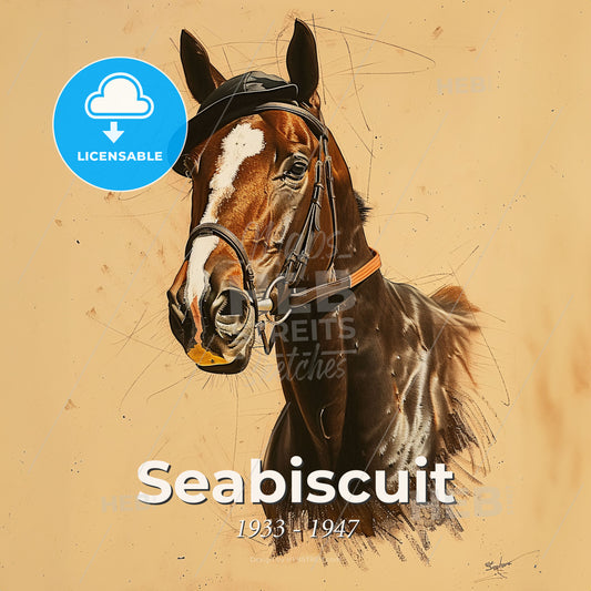 Seabiscuit, 1933 - 1947, American racehorse - A Horse Wearing A Hat Print Template