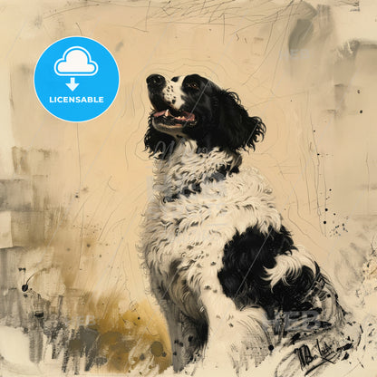 Seaman, 1803 - 1806, Newfoundland dog - A Black And White Dog Sitting