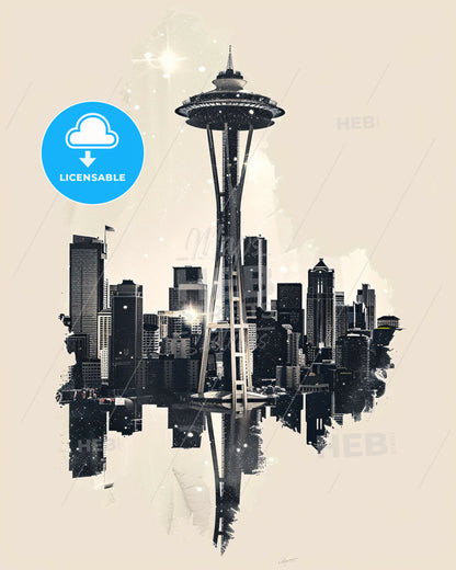 Seattle Cityscape Poster: Art with Local Flair - A space needle in Space Needle