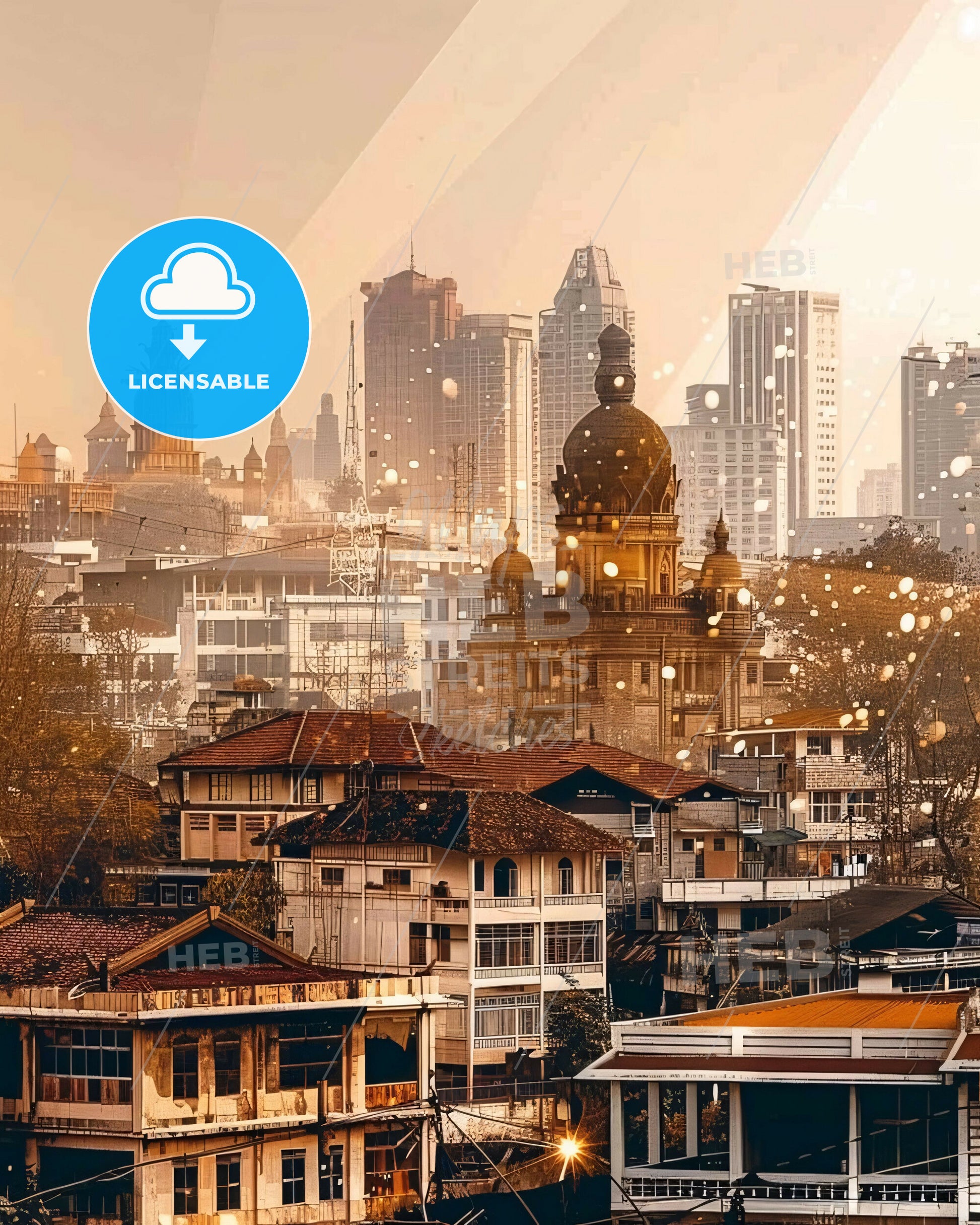 Serang Indonesia Double Exposure Icon Composite - A city with many buildings