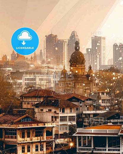 Serang Indonesia Double Exposure Icon Composite - A city with many buildings
