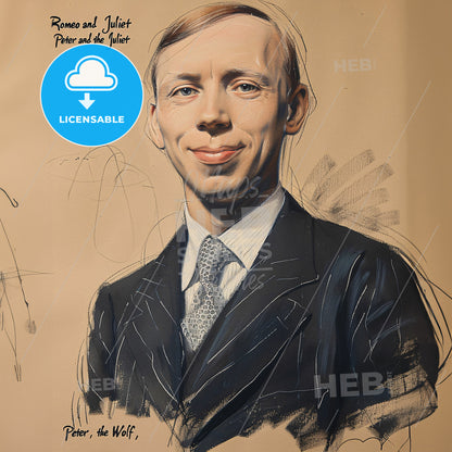 Sergei Prokofiev, 1891 - 1953, Russian composer - A Drawing Of A Man