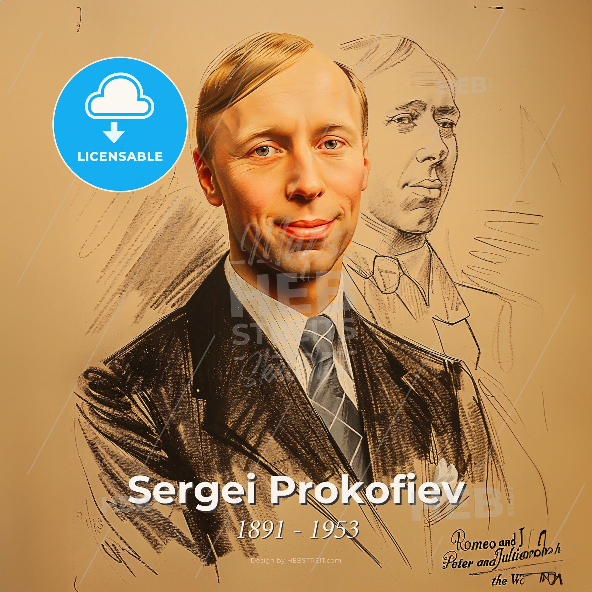 Sergei Prokofiev, 1891 - 1953, Russian composer - A Man In A Suit And Tie Print Template