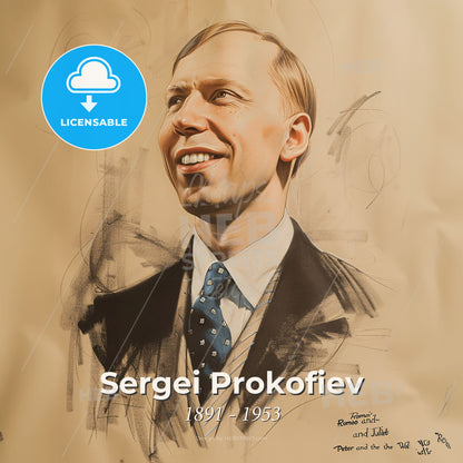Sergei Prokofiev, 1891 - 1953, Russian composer - A Drawing Of A Man Print Template