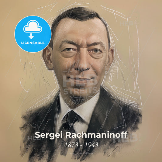 Sergei Rachmaninoff, 1873 - 1943, Russian composer and pianist - A Man In A Suit And Tie Print Template