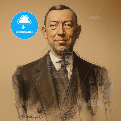 Sergei Rachmaninoff, 1873 - 1943, Russian composer and pianist - A Man In A Suit