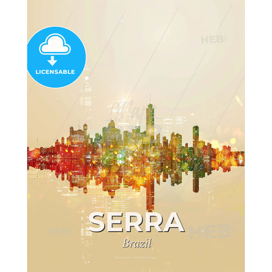 Serra Skyline Double Exposure City Lights - A city skyline with lights - Square format print template