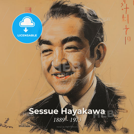 Sessue Hayakawa, 1889 - 1973, Japanese actor - A Man Smiling With A Tie Print Template