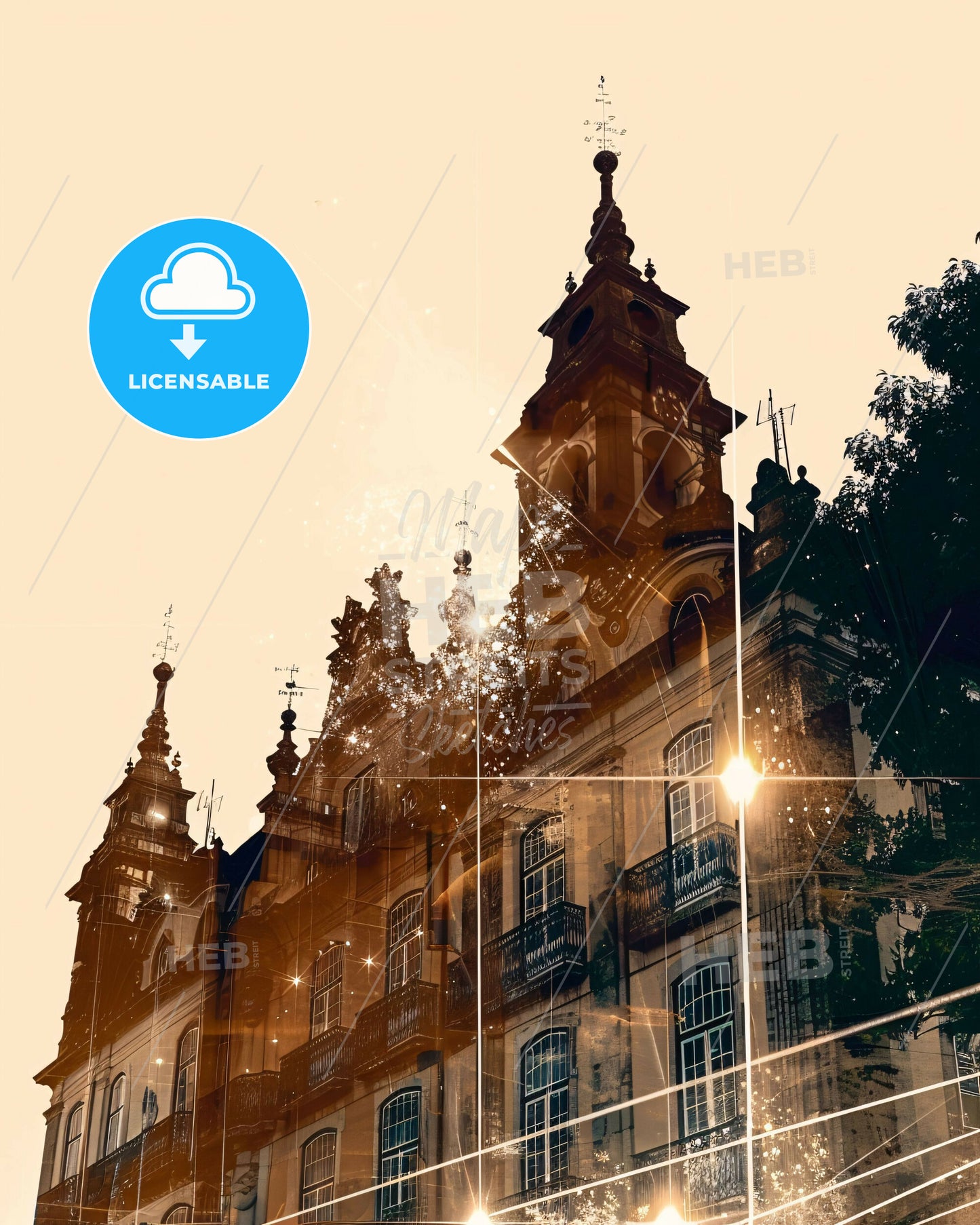 Setubal City Skyline Portrait Printed Poster - A building with a tower