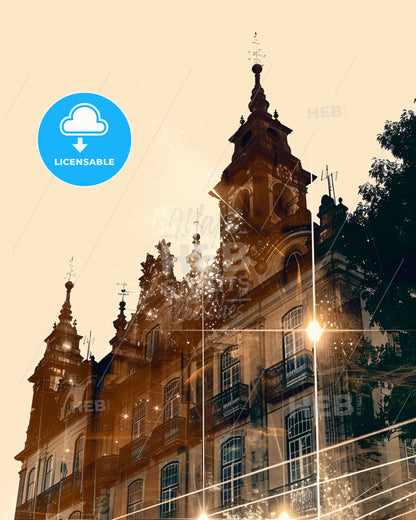 Setubal City Skyline Portrait Printed Poster - A building with a tower