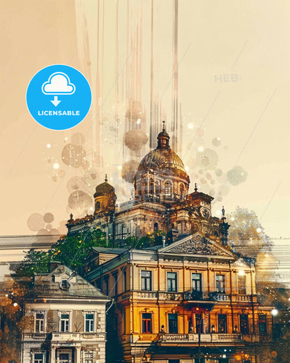 Sevastopol Cityscape Iconic Architecture Poster - A building with a dome on top