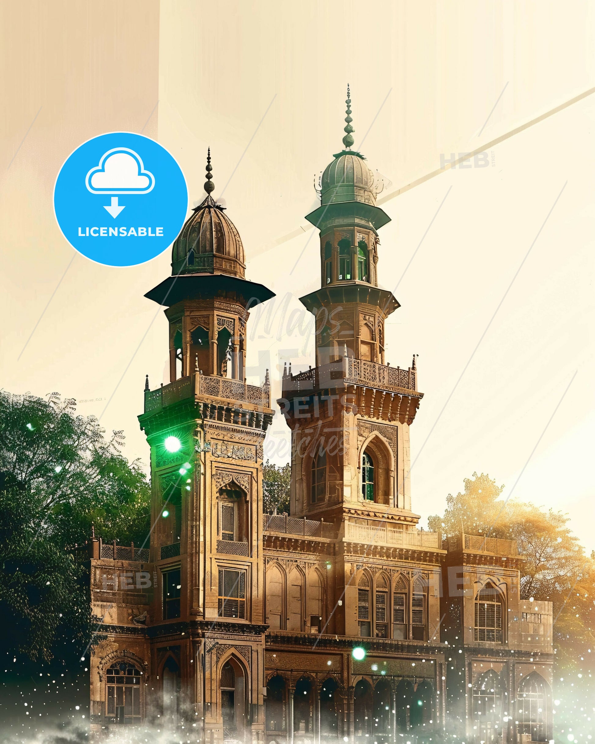 Sheikhupura Pakistan Skyline Panorama Poster - Yaroslavl with towers and trees