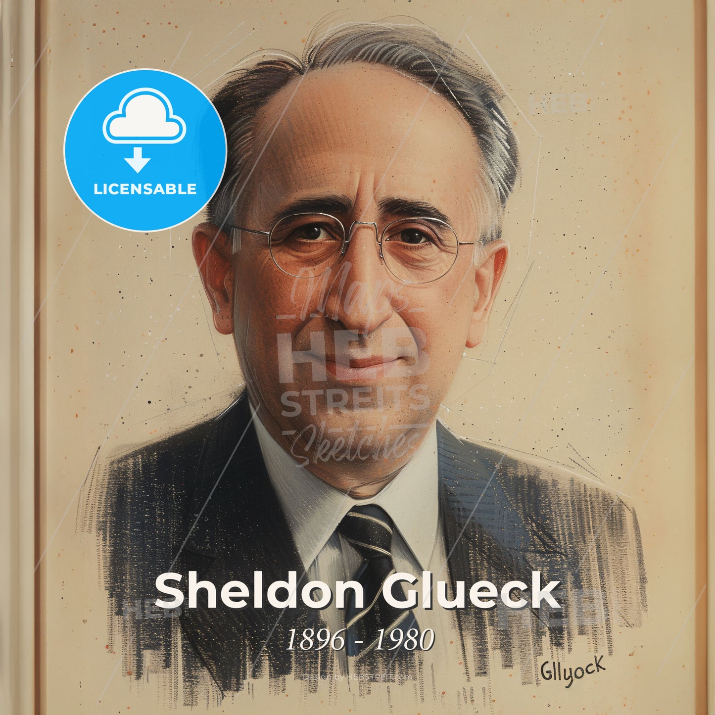 Sheldon Glueck, 1896 - 1980, American criminologist - A Portrait Of A Man Print Template