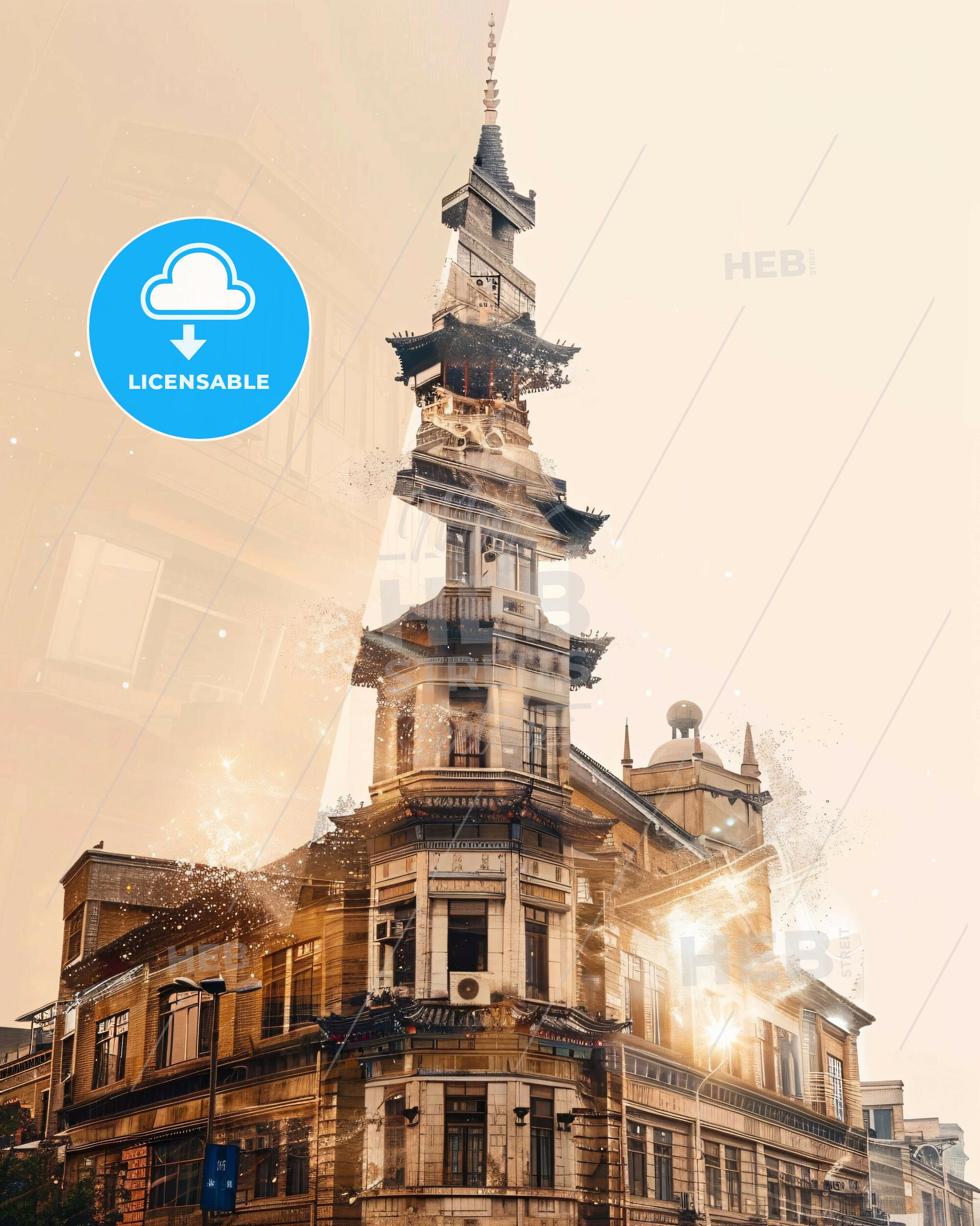 Shijiazhuang City Icon Sparkle Poster - A building with a tower