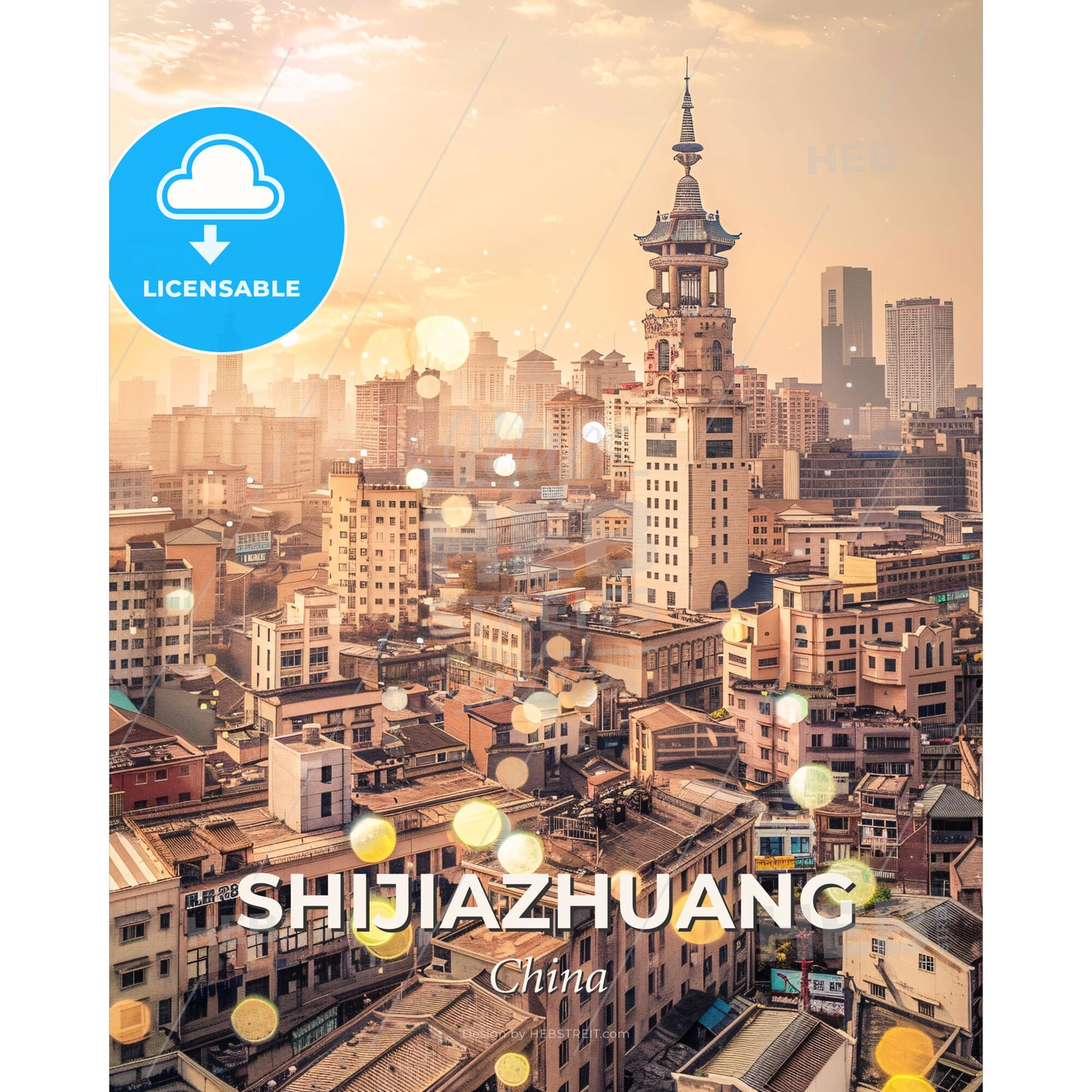 Shijiazhuang Skyline: A City of Light and Beauty - A city with many buildings - Square format print template
