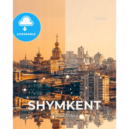 Shymkent Architectural Skyline Composite Art - A city with many buildings - Square format print template