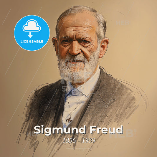 Sigmund Freud, 1856 - 1939, Austrian neurologist - A Portrait Of A Man Print Template