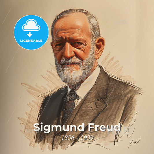 Sigmund Freud, 1856 - 1939, Austrian neurologist - A Man In A Suit Print Template