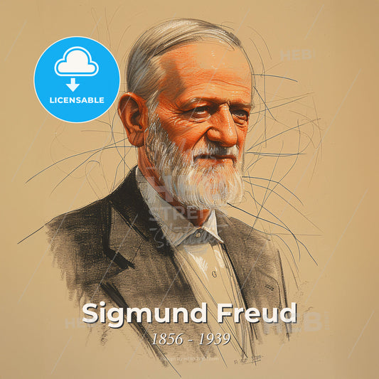 Sigmund Freud, 1856 - 1939, Austrian neurologist - A Portrait Of A Man Print Template