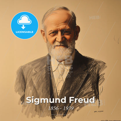 Sigmund Freud, 1856 - 1939, Austrian neurologist - A Man With A Beard Print Template