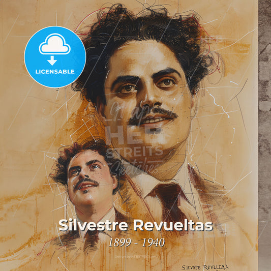 Silvestre Revueltas, 1899 - 1940, Mexican composer - A Drawing Of A Man With A Mustache Print Template