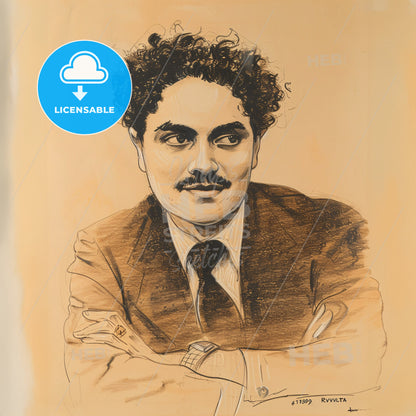 Silvestre Revueltas, 1899 - 1940, Mexican composer - A Drawing Of A Man With Curly Hair