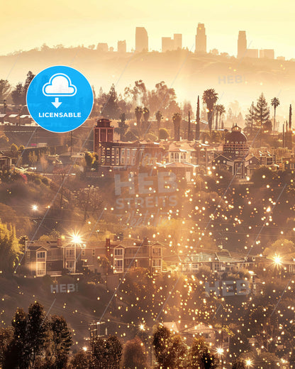 Simi Valley Skyline Composite Art Poster - A city with trees and buildings