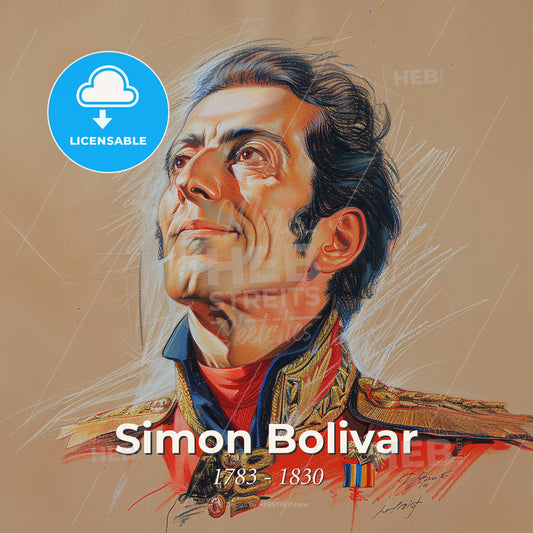 Simon Bolivar, 1783 - 1830, South American liberator - A Drawing Of A Man In A Military Uniform Print Template