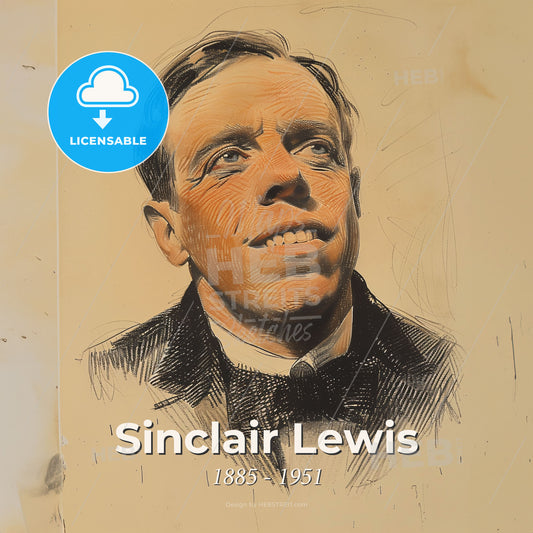 Sinclair Lewis, 1885 - 1951, American writer - A Drawing Of A Man Print Template