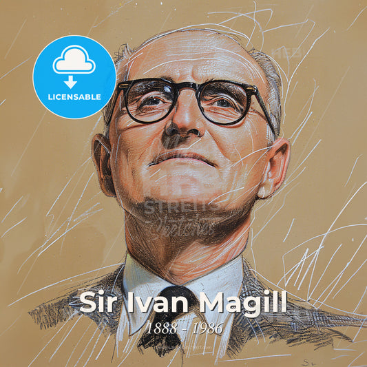Sir Ivan Magill, 1888 - 1986, British anesthesiologist - A Drawing Of A Man Wearing Glasses Print Template