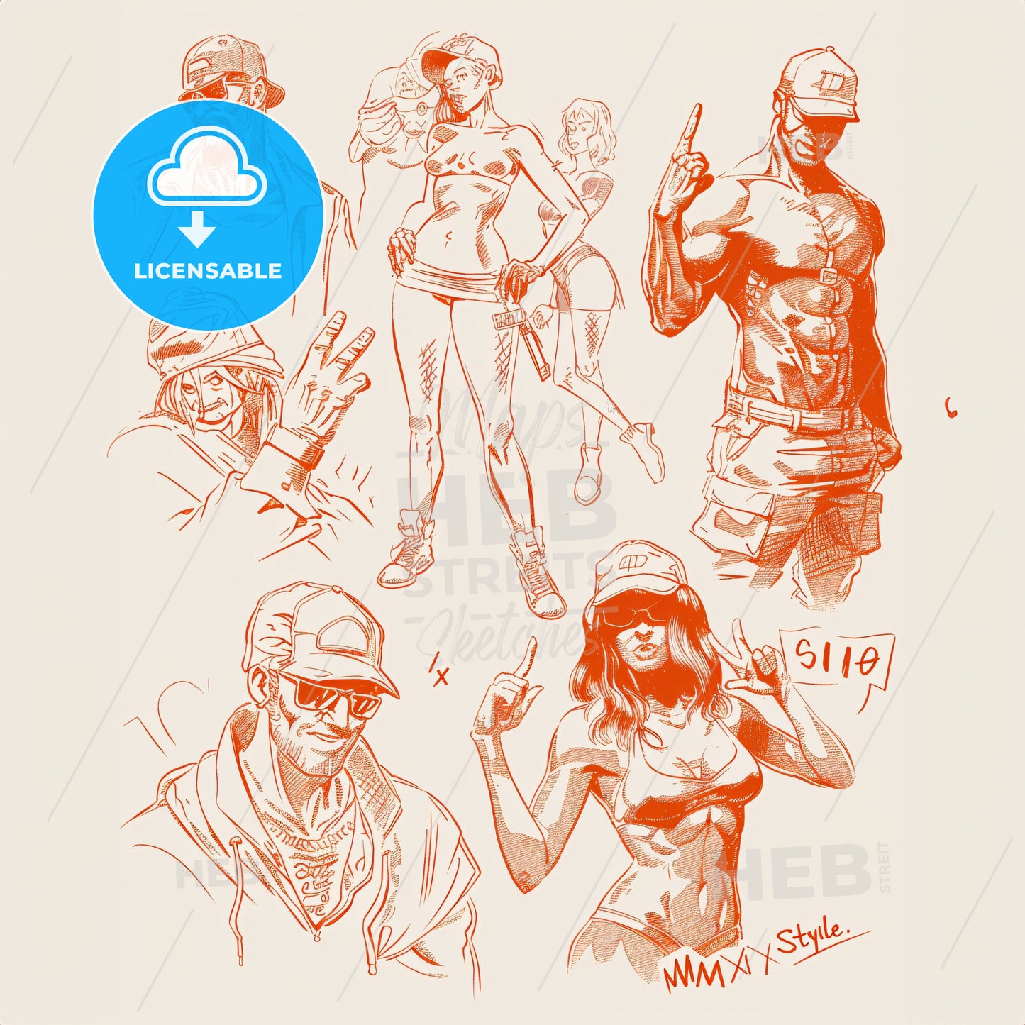 A Group Of People With Different Poses