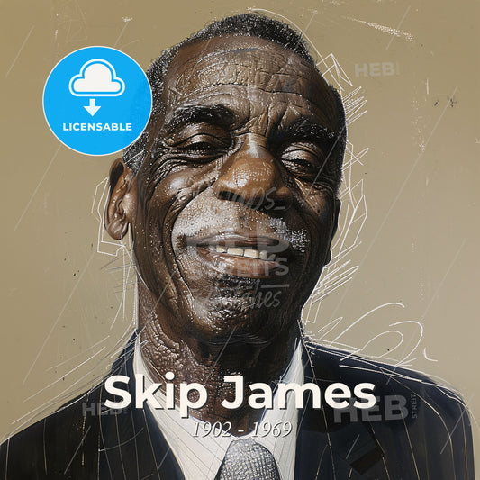 Skip James, 1902 - 1969, American delta blues singer - A Man In A Suit And Tie Print Template