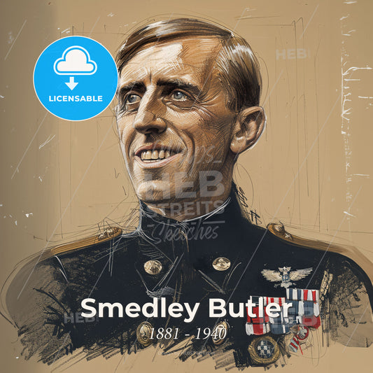 Smedley Butler, 1881 - 1940, American Major General - A Man In A Military Uniform Print Template