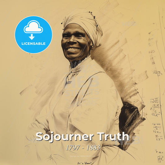 Sojourner Truth, 1797 - 1883, American abolitionist and women's rights activist - A Person In A White Robe Print Template