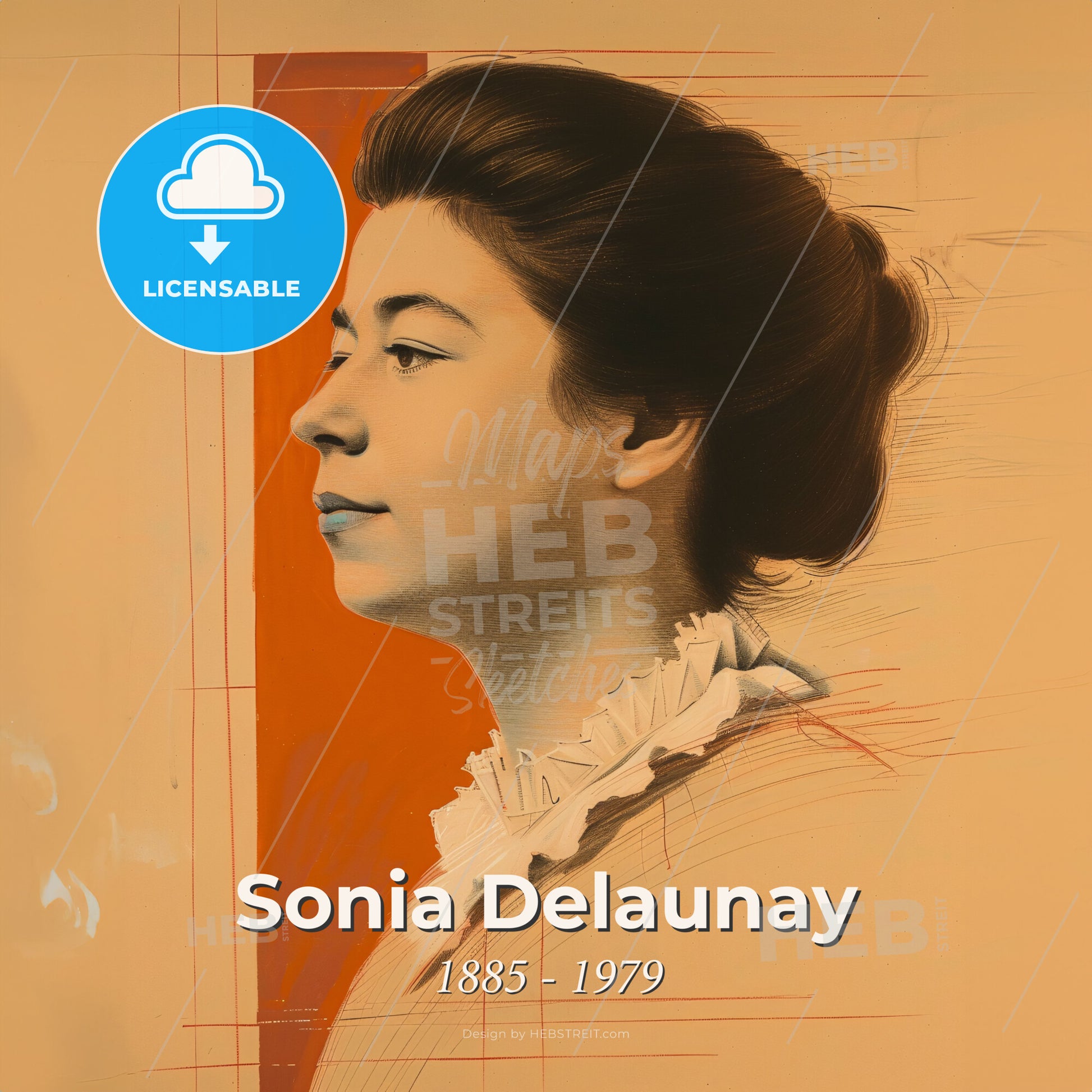 Sonia Delaunay, 1885 - 1979, French-Ukrainian artist - A Woman In A White Shirt Print Template