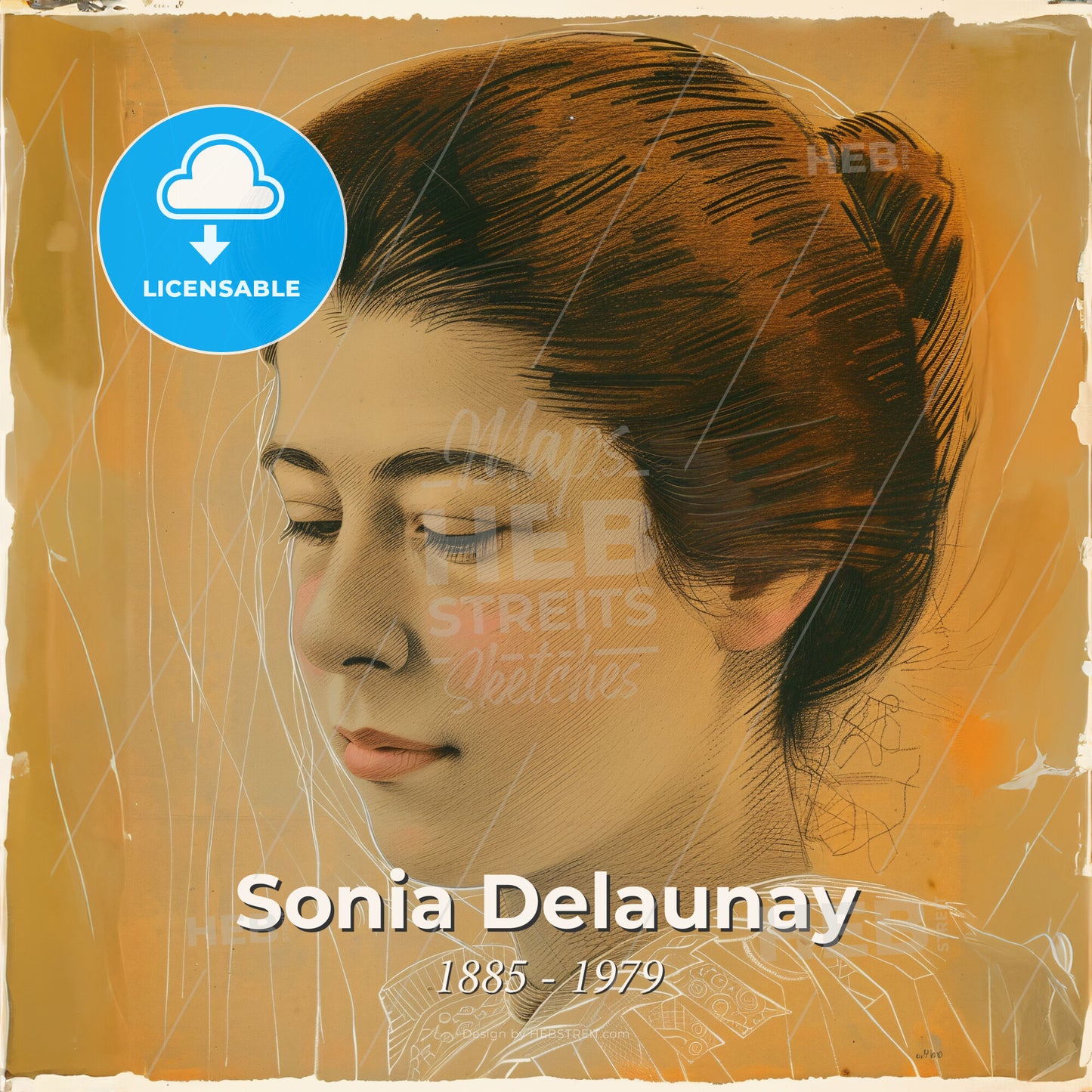 Sonia Delaunay, 1885 - 1979, French-Ukrainian artist - A Woman With Her Eyes Closed Print Template