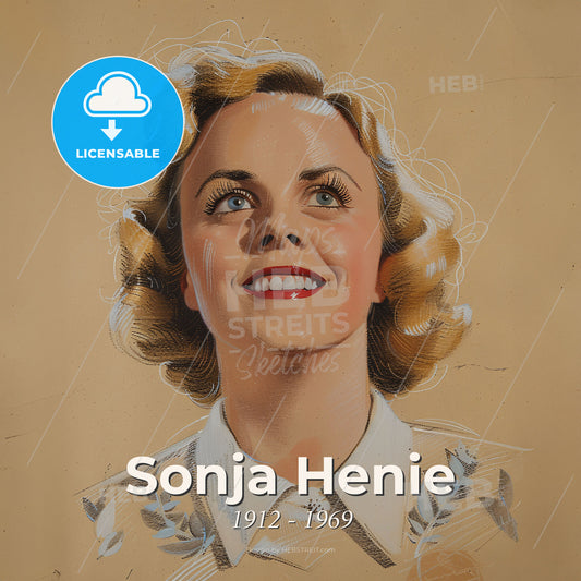 Sonja Henie, 1912 - 1969, Norwegian figure skater - A Drawing Of A Woman Smiling Print Template