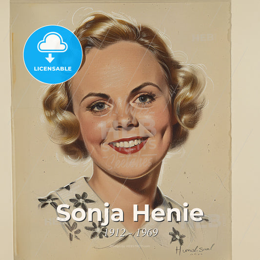 Sonja Henie, 1912 - 1969, Norwegian figure skater - A Portrait Of A Woman Print Template