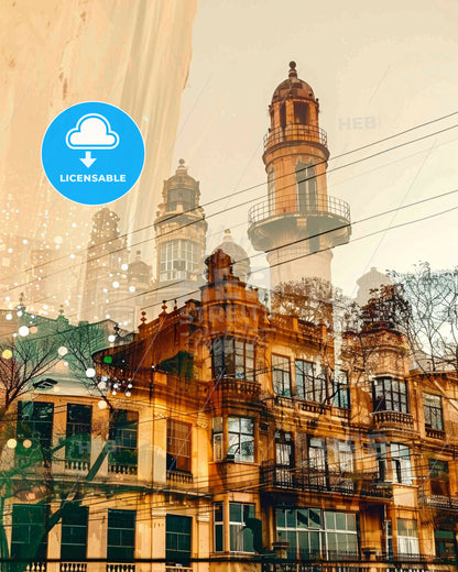 Sorocaba: City Skyline Composite Art Poster - A building with a tower